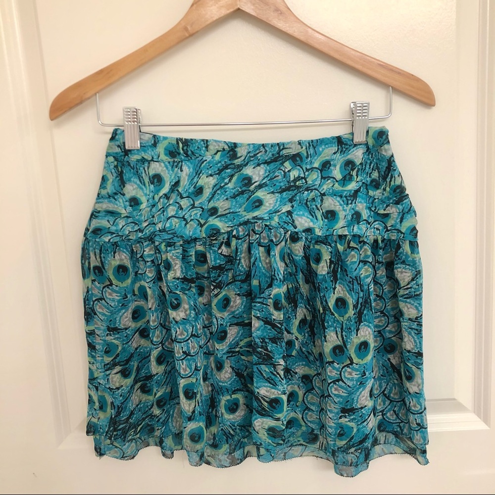 Kensie Peacock Print Chiffon Skirt